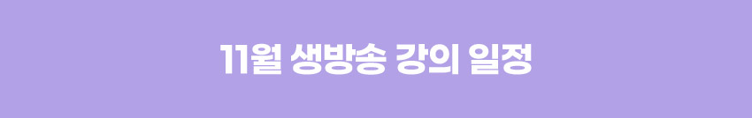 11월 생방송 강의 일정
