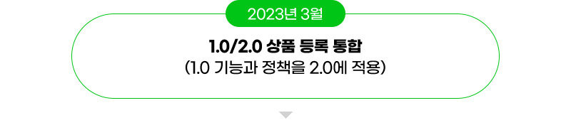 2023년 3월: 1.0/2.0 상품 등록 통합(1.0 기능과 정책을 2.0에 적용)