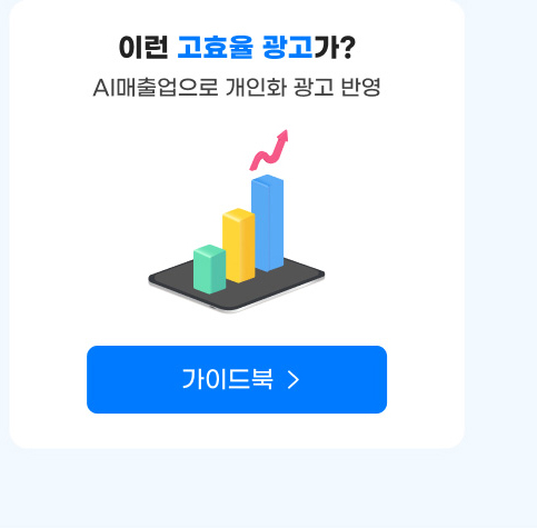 이런 고효율 광고가? AI매출업으로 개인화 광고 반영. AI매출업 가이드북 보러가기