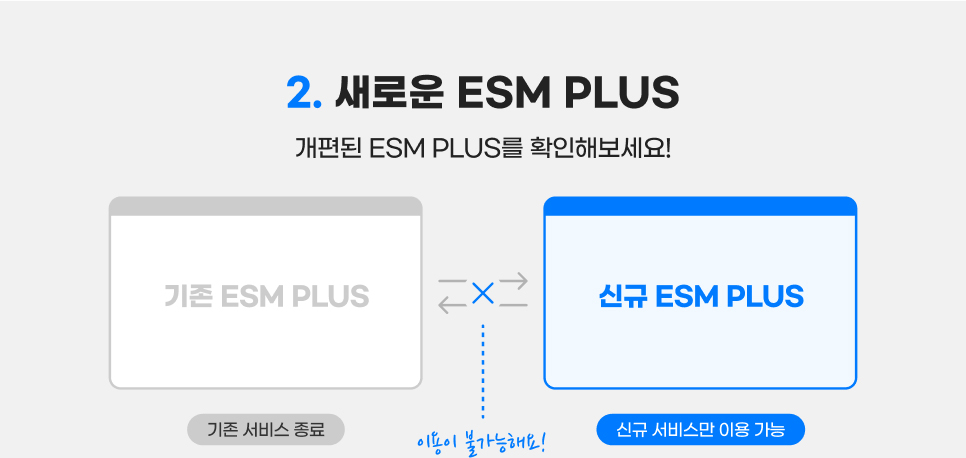 컨텐츠 02. 새로운 ESM PLUS. 개편된 ESM PLUS를 확인해보세요!