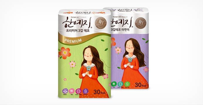 한예지 프리미어 천연펄프 화장지 30m 30롤 2팩