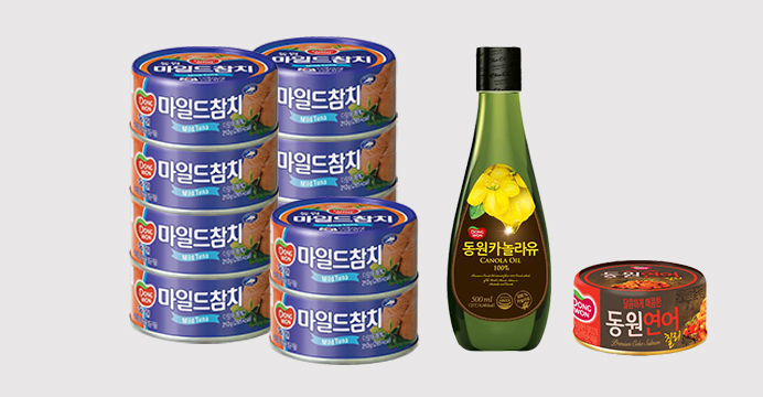 동원 마일드참치*10캔+카놀라유500mlor연어80g