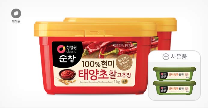 청정원 고추장1kg 2개+쌈장200g 2개 증정