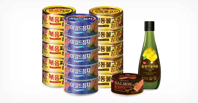 마일드참치100g x15캔+카놀라유500ml+연어1캔