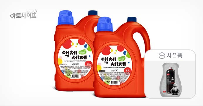 로하스인증 대용량 액체세제5.5L2개+유연제50ml