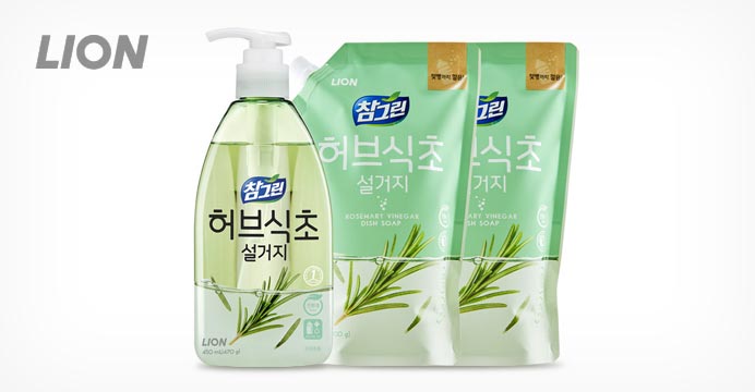 참그린 허브식초 주방세제 450ml 1개+900ml 2개