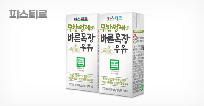 파스퇴르 무항생제 바른목장우유 190mL 24입