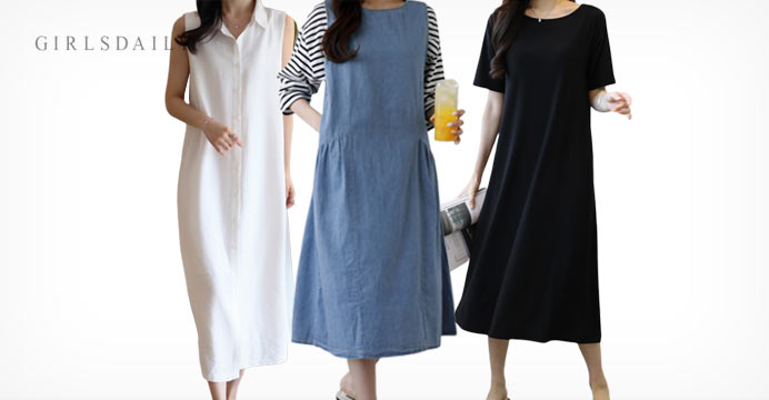 걸스데일리 여름신상 루즈핏 원피스 체형커버