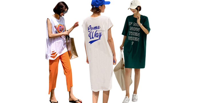 홍스타일 여름신상 티/원피스/루즈핏/빅사이즈