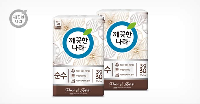 순수브라운 3겹 화장지 27m 30롤 2팩