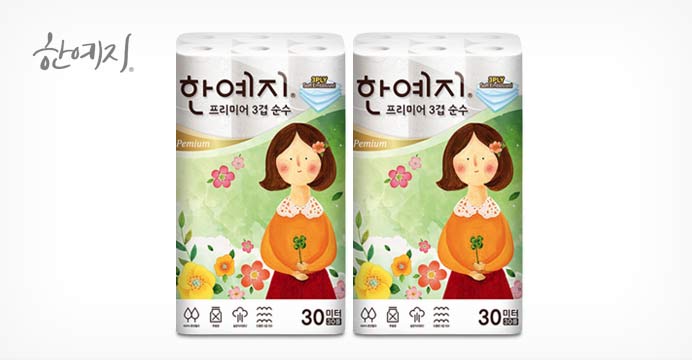 프리미어 순수 화장지 3겹 30m 30롤 2팩