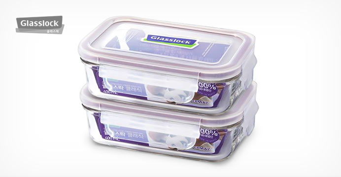 글라스락 퍼플에디션 직사각 400ml 2조