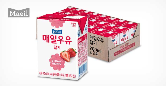 [13%쿠폰] 매일 딸기 멸균우유 200ml 24팩