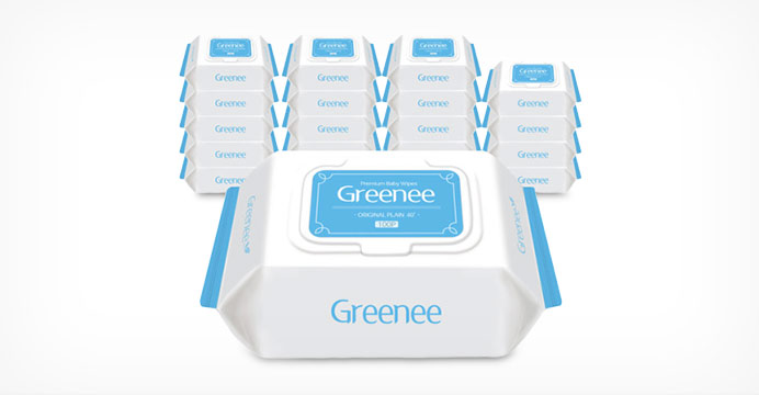 그리니 아기물티슈 블루 100매 캡형 20팩