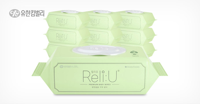 릴리유 퓨어그린 아기물티슈 캡 80매 10팩
