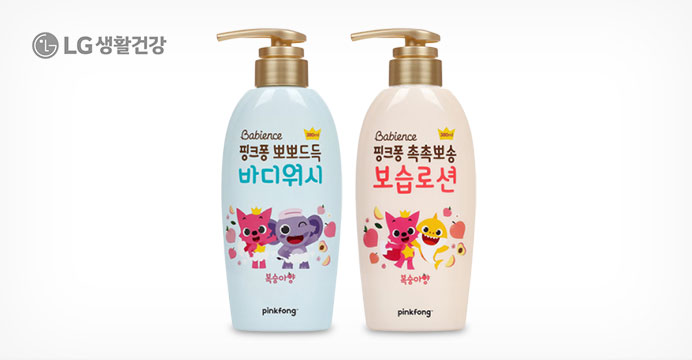 핑크퐁 뽀득 바디워시380ml+촉촉 보습로션380ml