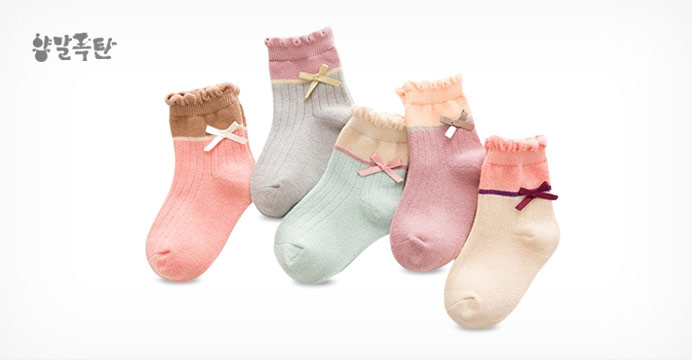 아동 가을양말세트 리본포인트레이스(5켤레)