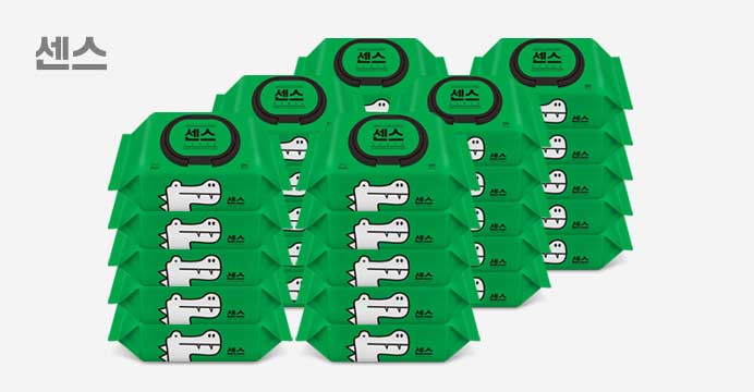 센스물티슈 악어 캡형 100매 30팩