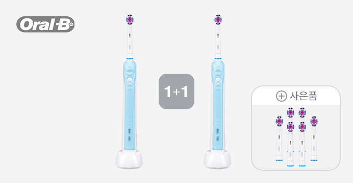 오랄비 전동칫솔 D12프로화이트 1+1+칫솔모6개