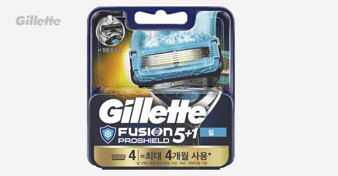 질레트 퓨전 프로쉴드 칠 면도날 4입