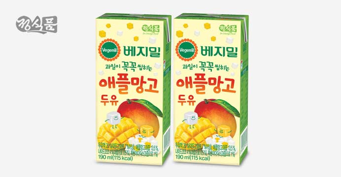 베지밀 과일이 씹히는 애플망고두유190ml 16팩