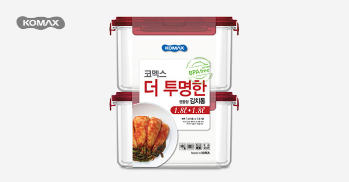 김장준비 코멕스 더 투명한 김치통 1.8L 1+1