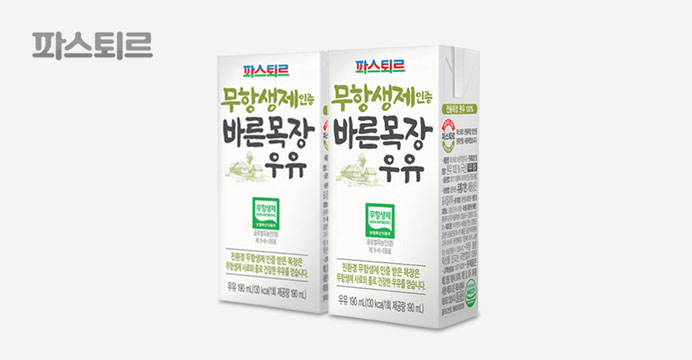 파스퇴르 무항생제 바른목장우유 190mL 24입