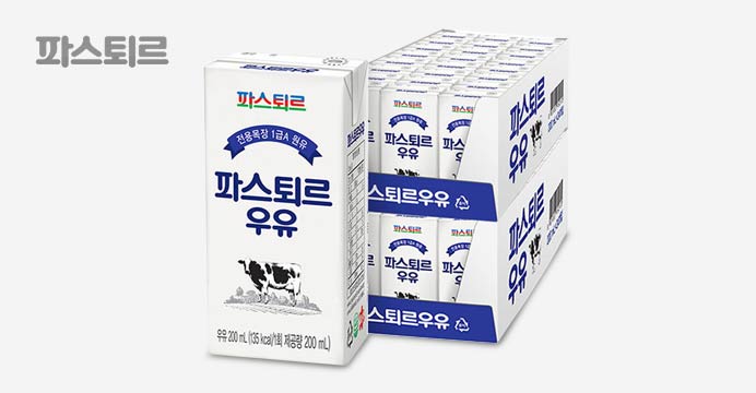 파스퇴르 전용목장 흰 멸균우유 200mL 48입