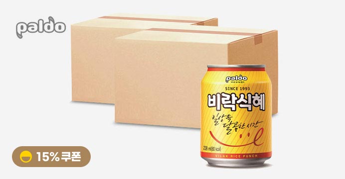 [15%!   쿠폰] 팔도 비락식혜 238ml x 24캔 /2박스