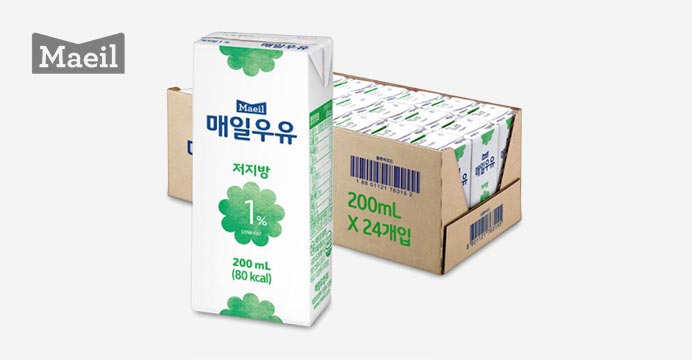 매일 멸균우유 저지방 1% 200ML 24팩