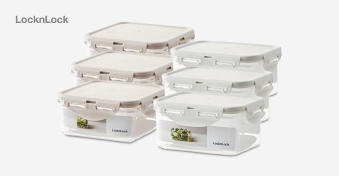 락앤락 스테커블 밀폐용기 직/정사각 600ml 6개