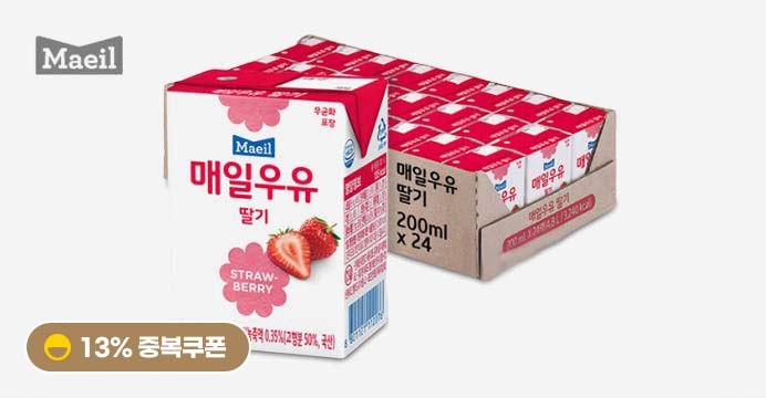 [13%쿠폰] 매일 딸기 멸균우유 200ml 24팩