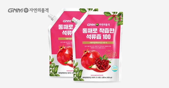 통째로 착즙한 100% 석류즙 1000ml x 2팩