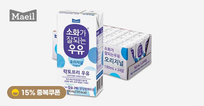 [15%쿠폰] 매일 소화가잘되는우유 190ML 24팩