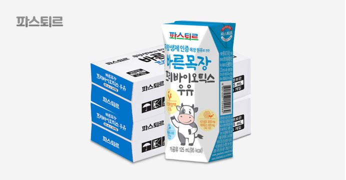 바른목장 프리바이오틱스 우유 125mL 48입