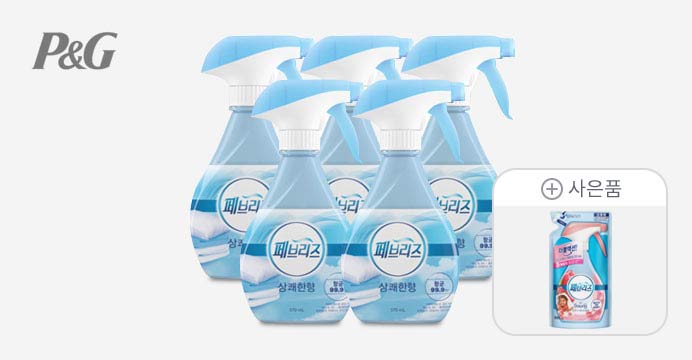 페브리즈 섬유탈취제 상쾌한향 370ml 5개+증정