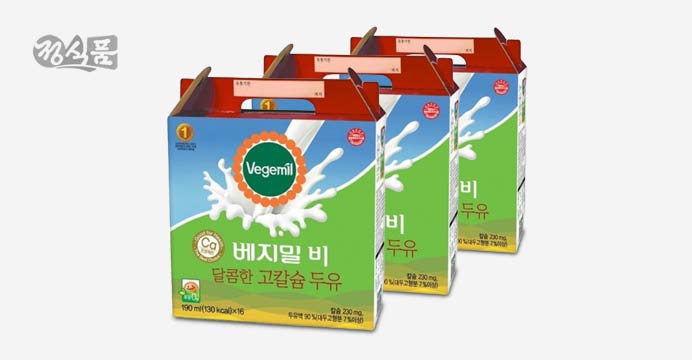 베지밀B 달콤한 고칼슘두유 190ml 16팩x3박스