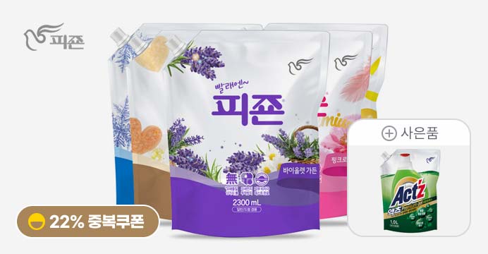 [설특가 22%] 피죤 리필 2300ml 6번들 + 액츠1L