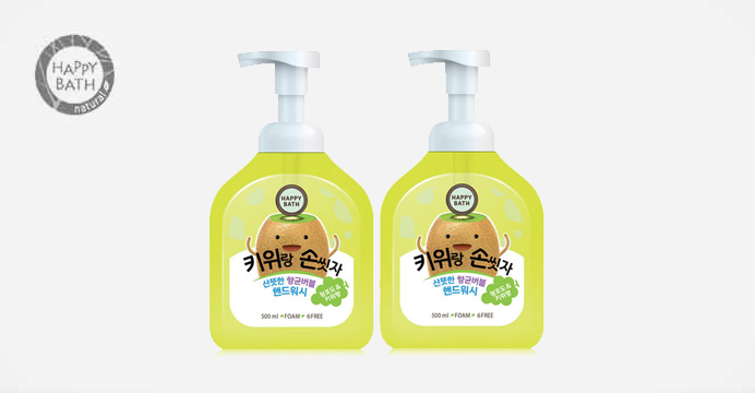 해피바스 키위랑 손씻자 버블핸드워시500ml 2통