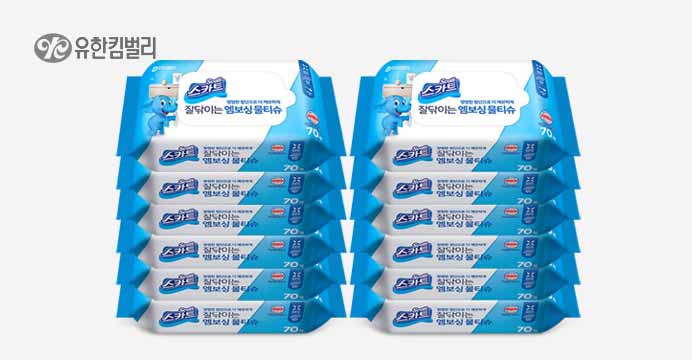 스카트잘닦이는엠보싱물티슈70매X12개