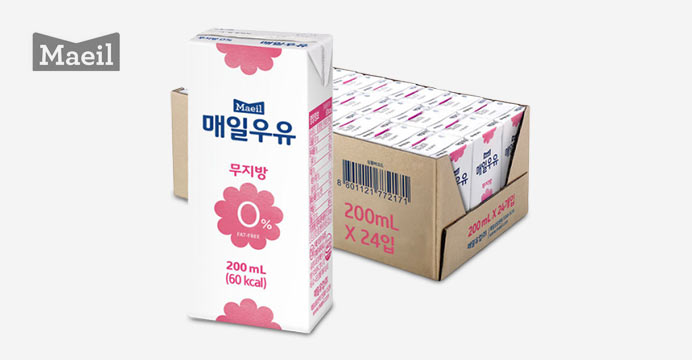 매일 멸균우유 무지방 0% 200ML 24팩