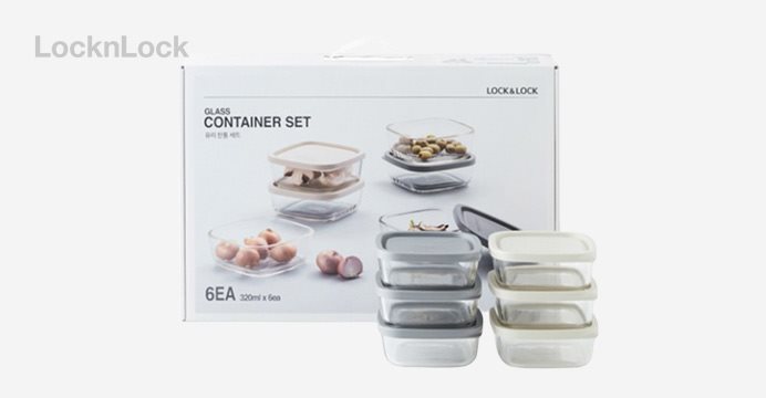 락앤락 오븐글라스 유리찬통 320!   ml 6개 세트