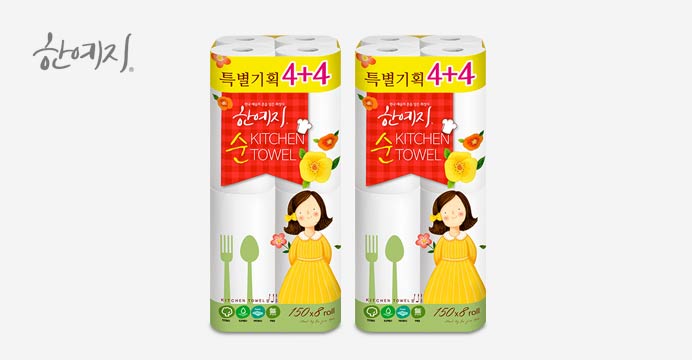 한예지 천연펄프 키친타올 150매 16롤