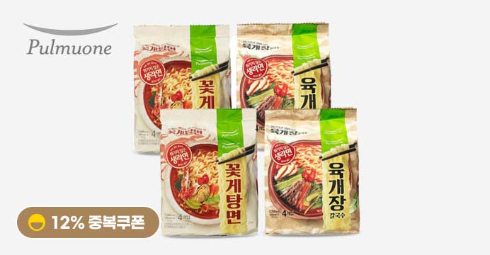 풀무원 생면식감 꽃게탕면+육개장칼국수 총 4팩