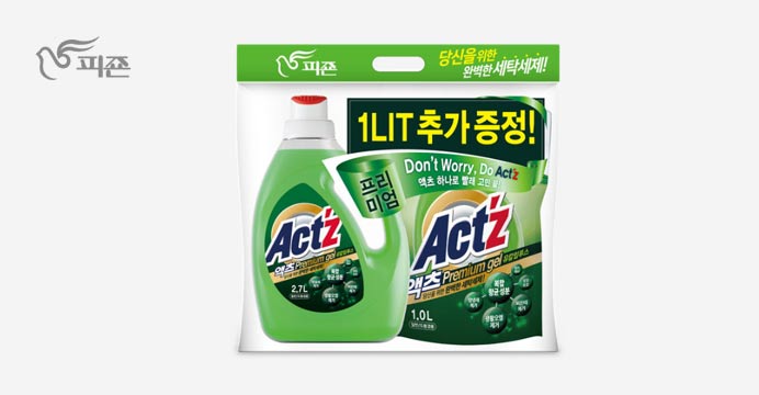 피죤 액츠프리미엄젤세탁세제2.7L1개+리필1개