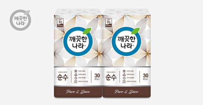 순수브라운 3겹 화장지 27m 30롤 x 2팩