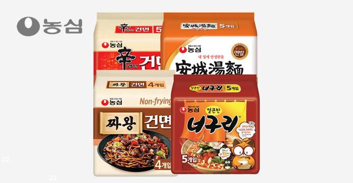 신라면(건면)+안성탕면+너구리+짜왕(건면)