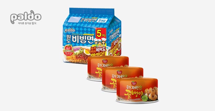 팔도 비빔면 번들+동원 자연산골뱅이 130g 3캔