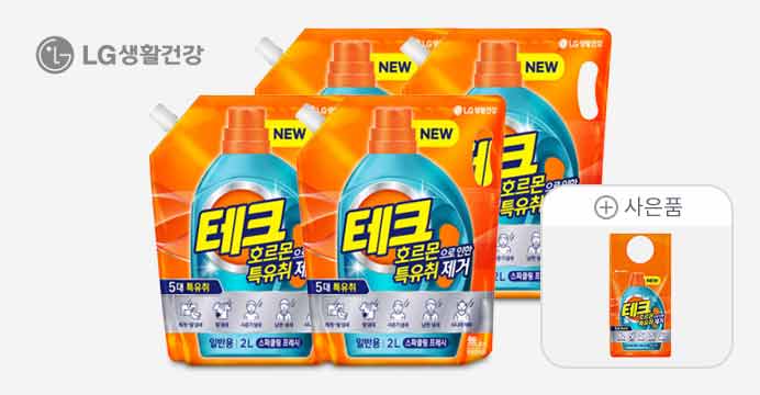 [18,180원]테크 특유취 액체세제 2L 4개+300ml