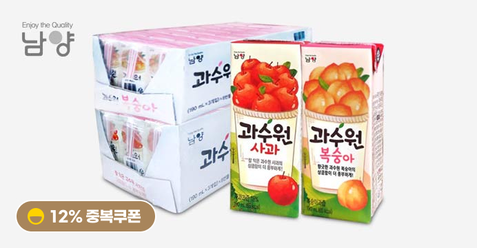 과수원 사과/복숭아 190ml 24+24팩(총48팩)